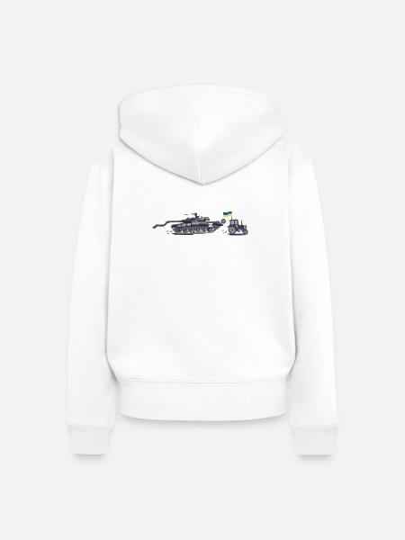 Ukrainesche Traktorenbrigade - Frauen Premium Bio Zip Hoodie - Weiß