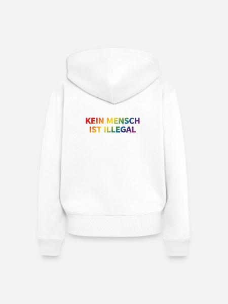 Kein Mensch Ist Illegal Regenbogen - Frauen Premium Bio Zip Hoodie - Weiß