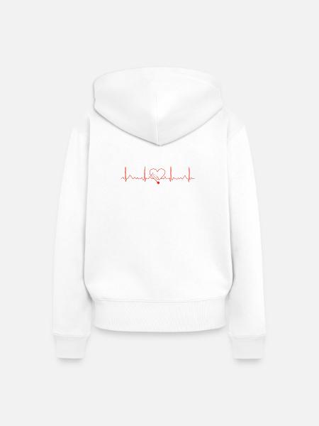 Herzschlag und Spritzenherz - Frauen Premium Bio Zip Hoodie - Weiß