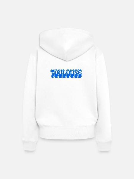 Toulouse-Blaue Himmelblase - Frauen Premium Bio Zip Hoodie - Weiß