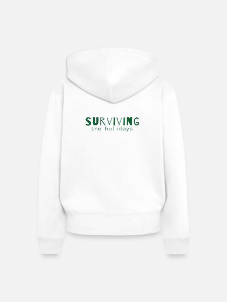 Surviving the Holidays – Weihnachtsstatement - Frauen Premium Bio Zip Hoodie - Weiß