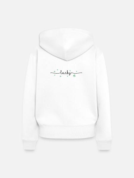Lucky - Frauen Premium Bio Zip Hoodie - Weiß
