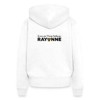 Je suis une manip radio qui rayonne Radiologie - Sweat à capuche zippé Premium bio Femme - blanc - Dos - AI Model Female 172 light (172cm)