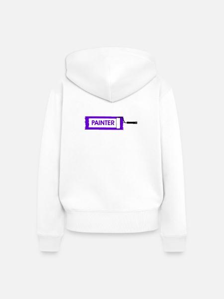 Farbroller mit lila Farbe - Frauen Premium Bio Zip Hoodie - Weiß
