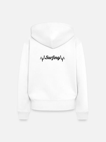 Surfing Herzschlag - Frauen Premium Bio Zip Hoodie - Weiß