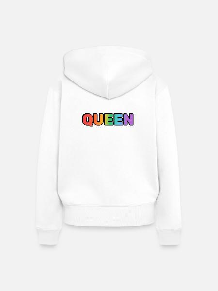 KÖNIGIN REGENBOGEN - Frauen Premium Bio Zip Hoodie - Weiß