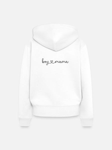 Boy Mama Schriftzug Jungsmama Geschenkidee - Frauen Premium Bio Zip Hoodie - Weiß