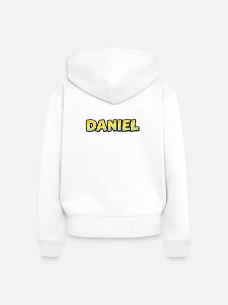 Daniel – Handgezeichnete Typografie - Frauen Premium Bio Zip Hoodie - Weiß
