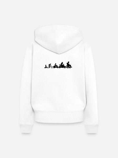 Evolution 2 Laufräder - Frauen Premium Bio Zip Hoodie - Weiß