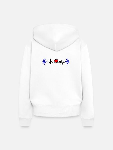 Herzfrequenz-Cardio für Griechenland - Frauen Premium Bio Zip Hoodie - Weiß