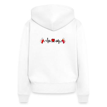 Coeur cardio, Pologne et drapeau Petite Pologne - Sweat à capuche zippé Premium bio Femme - blanc - Dos - AI Model Female 172 light (172cm)