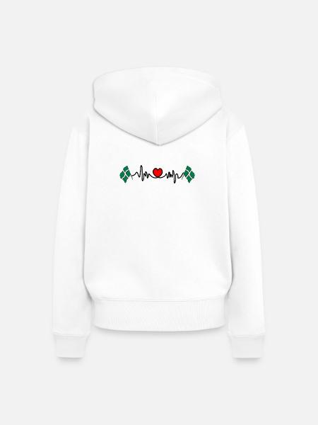 Devon-Flagge mit Herzschlag - Frauen Premium Bio Zip Hoodie - Weiß