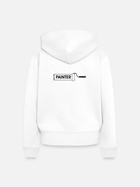 Farbroller transparent mit Text 'PAINTER' - Frauen Premium Bio Zip Hoodie - Weiß