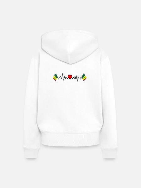 Herzfrequenz-Cardio für Senegal - Frauen Premium Bio Zip Hoodie - Weiß