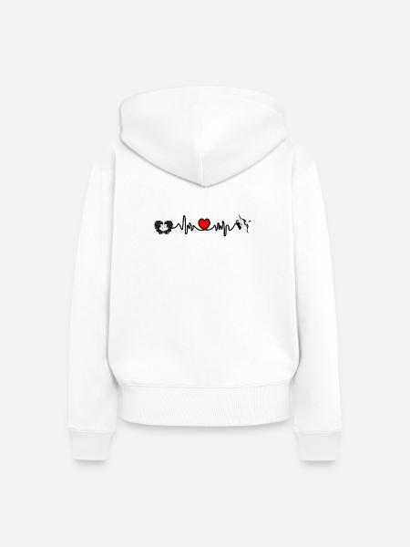 Herzfrequenz Cardio Zwillinge Schütze - Frauen Premium Bio Zip Hoodie - Weiß