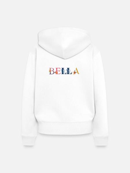 BELLA Name mit Blumen geschmückt - Frauen Premium Bio Zip Hoodie - Weiß