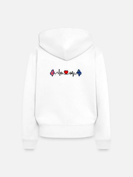 Cheshire & UK Heartbeat - Frauen Premium Bio Zip Hoodie - Weiß
