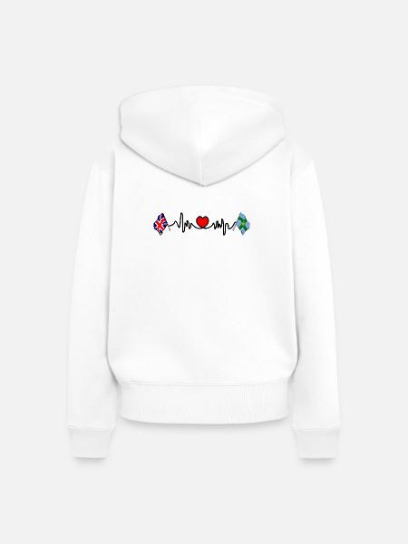 Derbyshire & UK Heartbeat - Frauen Premium Bio Zip Hoodie - Weiß