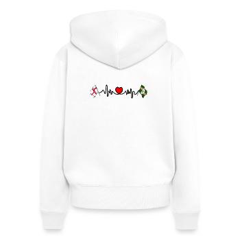 Battement de cœur du Nottinghamshire & Angleterre - Sweat à capuche zippé Premium bio Femme - blanc - Dos - AI Model Female 172 light (172cm)