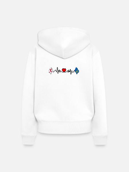 Suffolk & England Herzschlag - Frauen Premium Bio Zip Hoodie - Weiß
