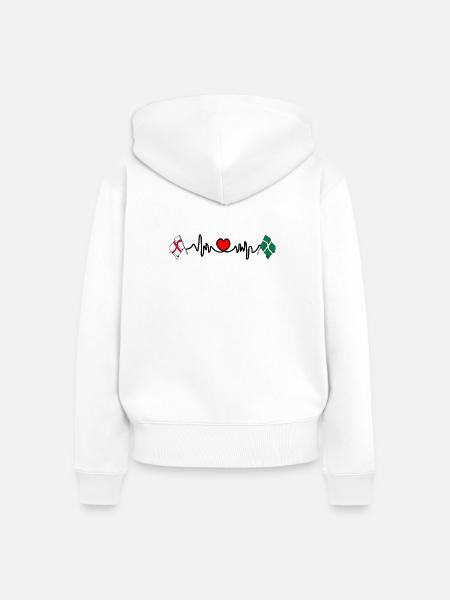Devon & England Herzschlag - Frauen Premium Bio Zip Hoodie - Weiß