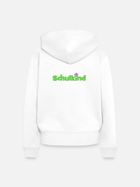 Schulkind mit Fußballball - Frauen Premium Bio Zip Hoodie - Weiß