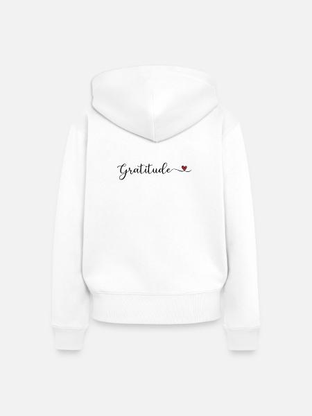 Dankbarkeit niedliches Design mit Herz - Frauen Premium Bio Zip Hoodie - Weiß