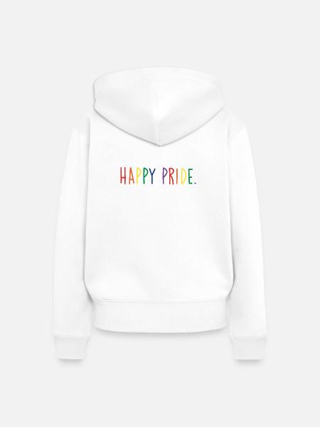 HAPPY PRIDE rainbow - Frauen Premium Bio Zip Hoodie - Weiß