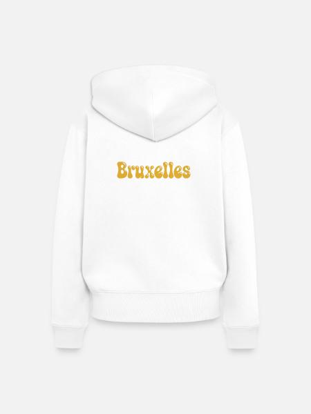 Brussels Retro Groovy Senfgelb - Frauen Premium Bio Zip Hoodie - Weiß