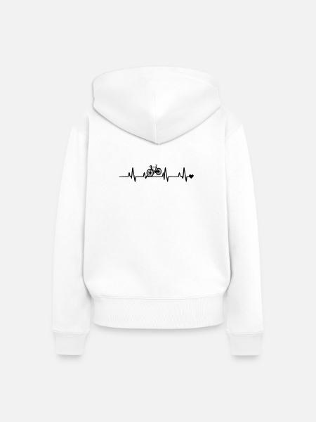 Fahrrad Herzschlag - Frauen Premium Bio Zip Hoodie - Weiß