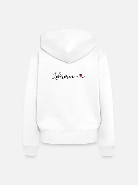 Lehrerin Schriftzug mit Herz - Frauen Premium Bio Zip Hoodie - Weiß