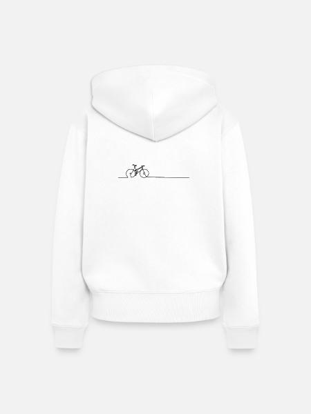 Radlinien Silhouette auf schwarzem Hintergrund - Frauen Premium Bio Zip Hoodie - Weiß