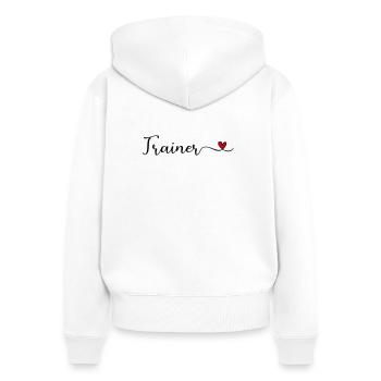 Entraîneur - Sweat à capuche zippé Premium bio Femme - blanc - Dos - AI Model Female 172 light (172cm)