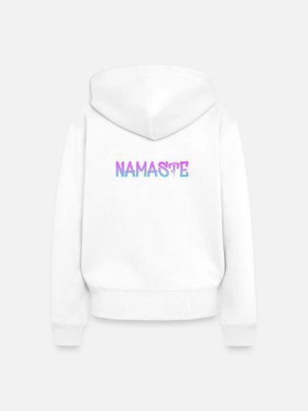 Namaste - Frauen Premium Bio Zip Hoodie - Weiß