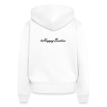 Happy Besties - Frauen Premium Bio Zip Hoodie - Weiß - Hinten - AI Model Female 172 light (172cm)