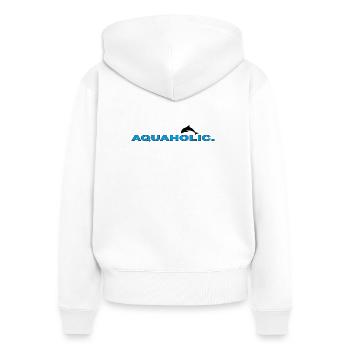 AQUAHOLIC - Sweat à capuche zippé Premium bio Femme - blanc - Dos - AI Model Female 172 light (172cm)
