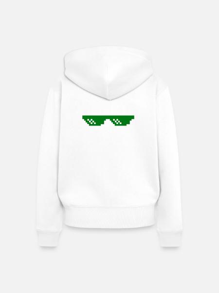 Grünes Pixelmuster mit Kontrastblöcken - Frauen Premium Bio Zip Hoodie - Weiß