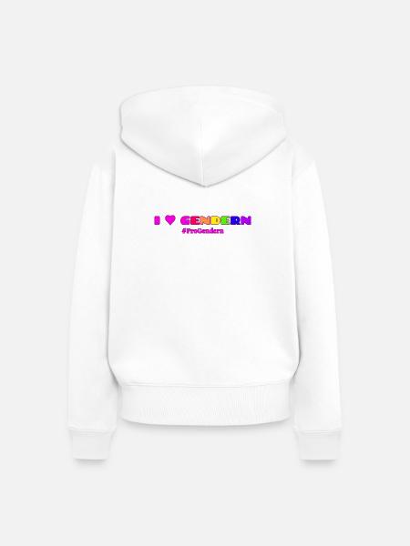 I Love Gendern Geschenkidee Pro Gendern - Frauen Premium Bio Zip Hoodie - Weiß