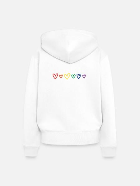 Hearts rainbow - Frauen Premium Bio Zip Hoodie - Weiß