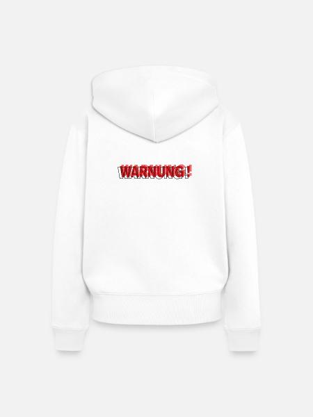 Warning - Modernes Statement Design - Frauen Premium Bio Zip Hoodie - Weiß