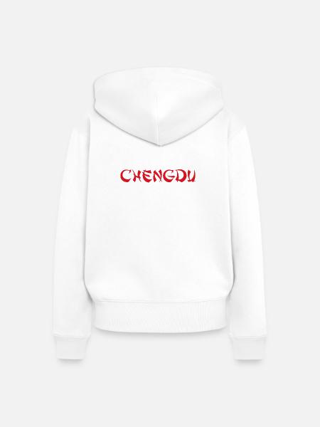 CHENGDU China - Frauen Premium Bio Zip Hoodie - Weiß