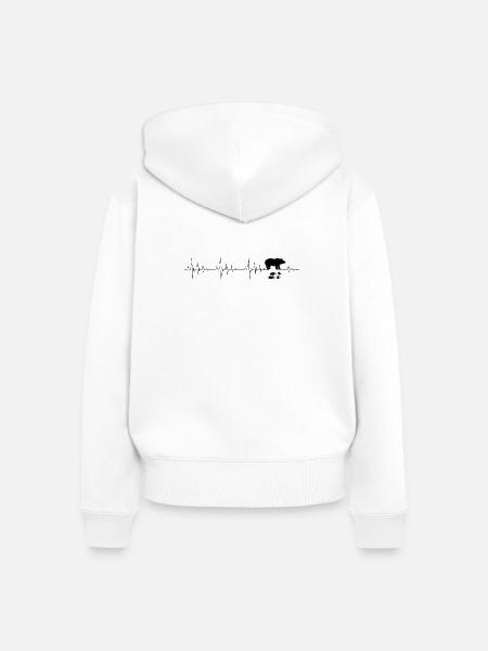 Herzschlag Bär - Frauen Premium Bio Zip Hoodie - Weiß