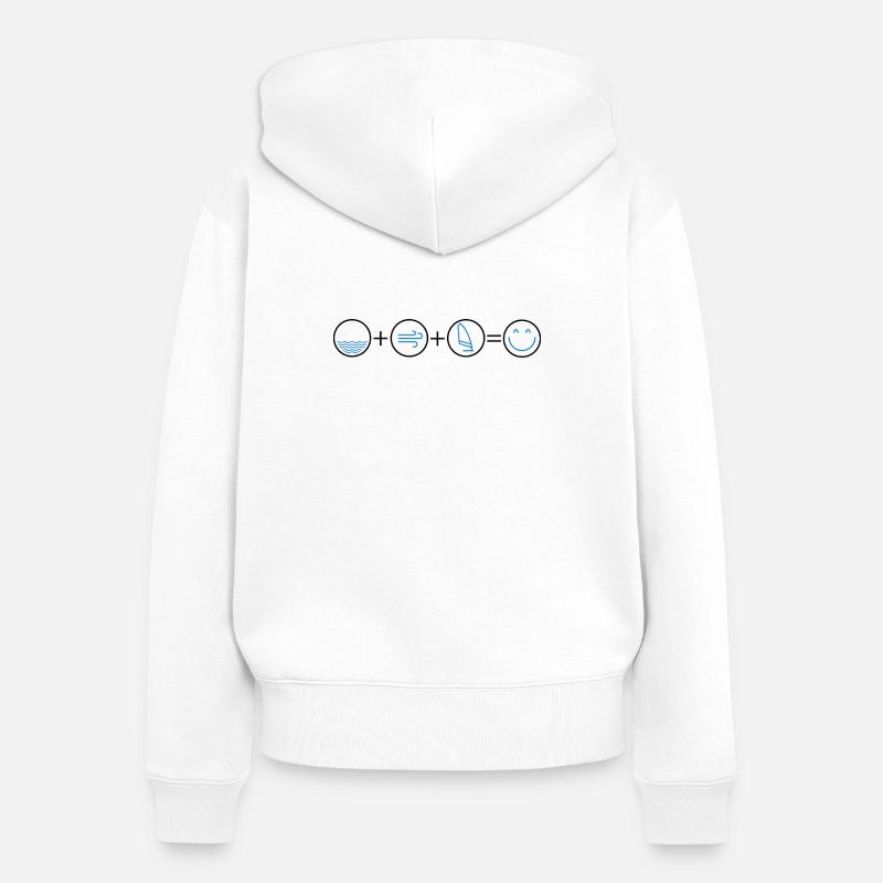 Icônes Eau Vent Planche à voile - Sweat à capuche zippé Premium bio Femme - blanc