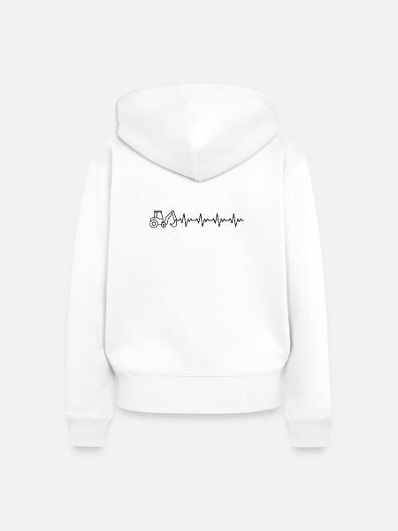 Bagger Baggern Baggerfahrer EKG Herzschlag - Frauen Premium Bio Zip Hoodie - Weiß