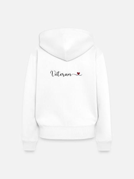 Veteranen-Herztypografie - Frauen Premium Bio Zip Hoodie - Weiß