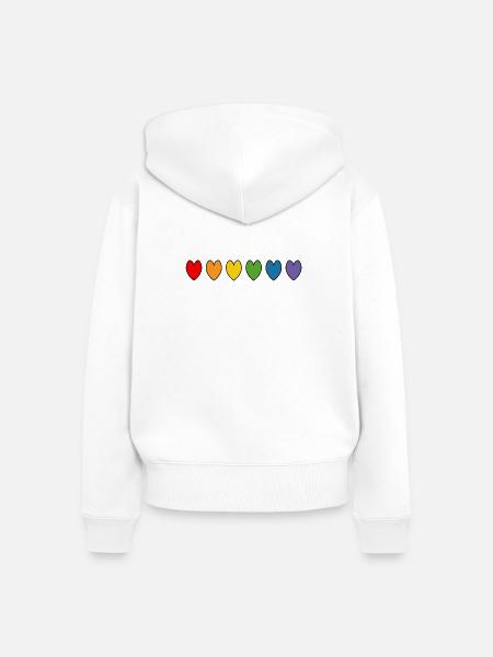 rainbow hearts - Frauen Premium Bio Zip Hoodie - Weiß