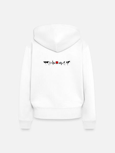 Cardio-Herzfrequenz-Kühe - Frauen Premium Bio Zip Hoodie - Weiß