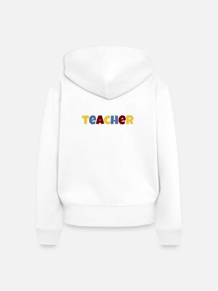 Lehrer bunter Text - Frauen Premium Bio Zip Hoodie - Weiß