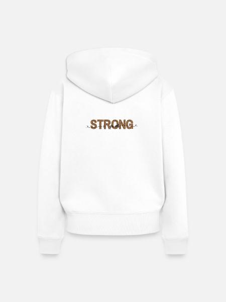 Leopard STRONG Schriftprint - Frauen Premium Bio Zip Hoodie - Weiß
