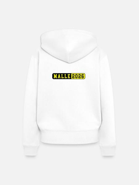 Malle 2026 - Frauen Premium Bio Zip Hoodie - Weiß